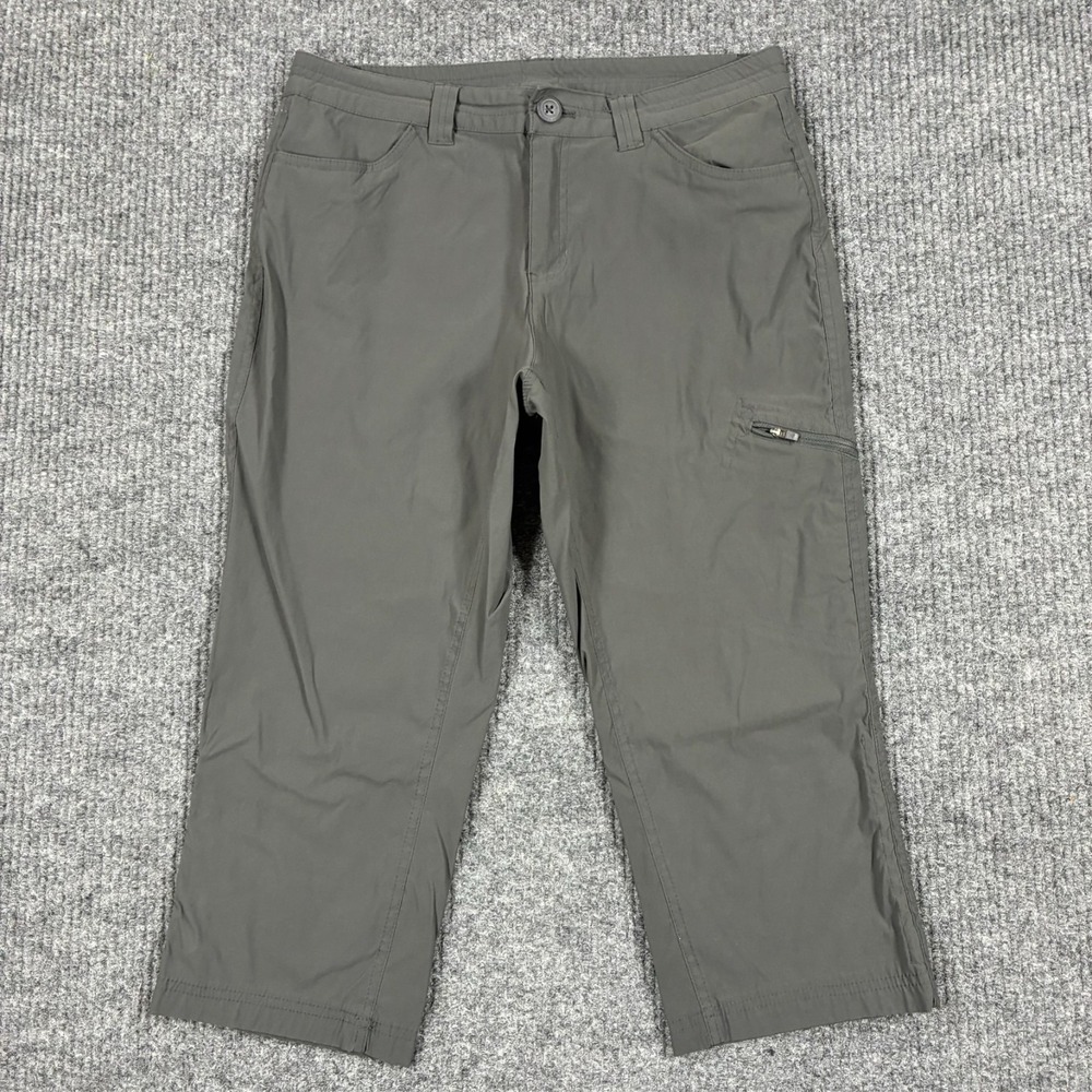 Eddie Bauer Capri Pants Womens Size 8 Gray Zip Pocket Outdoor Travel Hiking